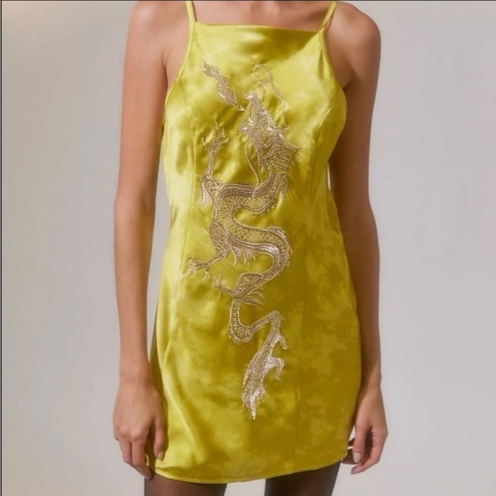 NWT Urban Outfitters Bird Song Satin Mini Dress